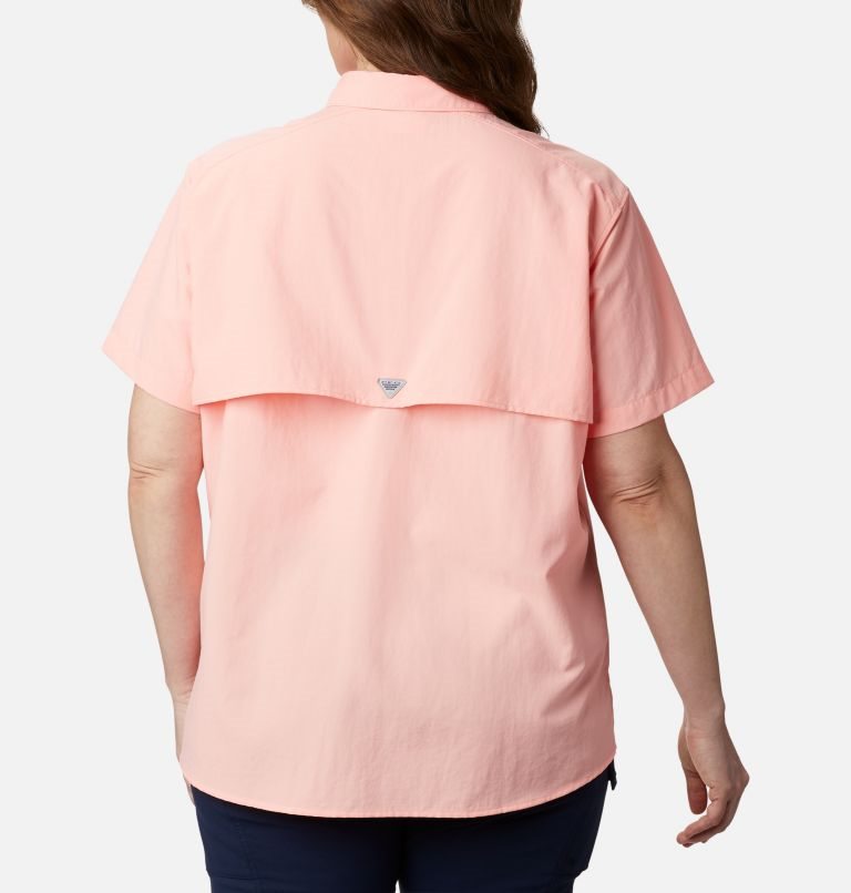 Women's Columbia PFG Bahama Short Sleeve Shirts Pink | Plus Size CA-M84C5